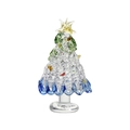 Close-up of glass Christmas tree decor with colorful accents and a yellow star topper - Style A 36*62mm / Green White Blue