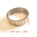 Two-tone silver and gold stretch stainless steel bracelet, 60mm diameter and 15.8mm wide - J010-3 Gold Silver Wide