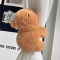 Brown plush Capybara snap bracelet doll used as a cute curtain tieback accessory - Basic Capybara Slap Bracelet