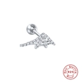 S925 sterling silver spider web stud earring with cubic zirconia and screw back ball - Style 23 (Single) - Geometric
