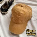 Ginger yellow washed cotton baseball cap with a vintage distressed texture and curved brim - Adult Style (54-59cm) / Ginger Yellow