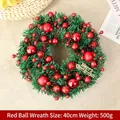 40cm Künstlicher Weihnachtskranz mit roten Beeren, Tannennadeln und goldenem Weihnachtsgruß - 40CM / Rot