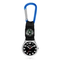 Blue climbing carabiner pocket watch with compass and black dial for nurses - Blue