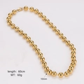 Golden stainless steel bead necklace 10mm width and 60cm length minimalist jewelry - Necklace / 10mm / Gold
