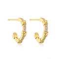 Minimalist 18K gold plated hoop earrings for women with knotted texture and zircon stones - Minimalist C-shape Pave Zirconia (42521)
