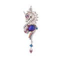 Pendentif licorne en métal argenté avec grosse pierre goutte bleue et cristaux - K580381-Purple W Gold Seahorse