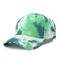 Tie-dye baseball cap in green and blue watercolor splash pattern for women - Adjustable / 13# Light Green and Black Tie-dye