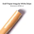 Brown kraft wrapping paper with white irregular wave stripes, size 43x300 cm roll - Irregular White Stripes / 43cmx300cm