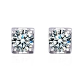 Elegant 925 sterling silver square stud earrings with D color moissanite in a 4-prong setting - Bull Head Studs