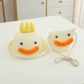 Vue détaillée du chapeau de paille et du sac bandoulière avec canard pour enfants - Ensemble Chapeau + Sac / Crème