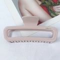 Minimalist square nude hair claw clip with gold Barrette La France text accent - Khaki Grey Gold Label