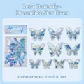 20pcs Laser gold foil butterfly stickers for scrapbooking journals and DIY decoration - Dreams Like Star River (Blue)