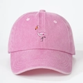 Cappellino da baseball in cotone rosa slavato con ricamo fenicottero e design morbido - Taglia unica / Rosa