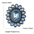 Spilla vintage a girasole con cristalli blu in lega di bronzo con dimensioni incluse - Blu