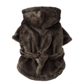 Peignoir à capuche en peluche marron foncé pour chiens et chats au toucher doux - S / Vert Militaire