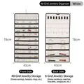 Double-sided white 80-pocket hanging jewelry organizer for necklaces and watches - 48 Pockets / White
