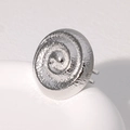 Silver stainless steel ring featuring a hammered texture spiral disk and open band - Hammered Spiral Large Disc (JR589-Steel Color)
