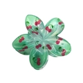Mint green plumeria hair claw clip with cherry print and a pearly finish - UV Print Plumeria [Green Fruit]
