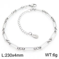 Sleek silver stainless steel square link anklet with lobster clasp, 230mm length - Paperclip Link Style (KJ3724-Z) / Silver