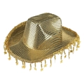 Cappello da cowboy dorato con paillettes scintillanti e nappe a stella per feste - Stella Nappa / Oro