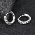 Silver stainless steel hoop earrings with five sparkling cubic zirconia stones - Steel Color 2.5*8mm Single Piece