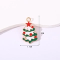 Green enamel Christmas tree charm in gold alloy for jewelry making, 3cm x 1.7cm size - Snowy Christmas Tree Style 1