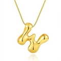 Chubby 18k gold plated balloon bubble initial H pendant necklace for women - Letter W
