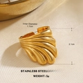Golden fan-shaped shell textured stainless steel open ring with 5g vintage design - Fan-shaped Shell Texture Style (1217)
