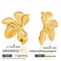 Detailed view of large gold bougainvillea flower earrings with size and weight specs - Earrings (JDE0309018)