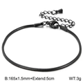 Black 18K gold plated stainless steel snake chain bracelet with 5cm extension - 1.5mm (KB147328-Z)