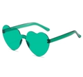 Vibrant emerald green heart-shaped jelly sunglasses in a transparent Y2K retro style - Green