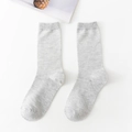 Light grey cotton crew socks featuring a classic ribbed knit texture and elastic cuffs - Gray No.0