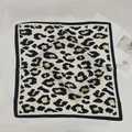 Elegant square scarf featuring a classic leopard print in black, beige, and white colors - Popular Leopard Print Square Scarf / 65