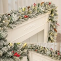 9FT Flocked Christmas Garland with LED lights red berries and natural pinecones - SYG101 (With Timer Battery Box Light)