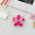 Pink star-shaped crossbody bag for girls with sequin bow and gold chain strap - Rose Red Bow