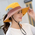 Women's wide brim outdoor sun hat with breathable mesh and chin strap in yellow brown - M (56-58cm) / Earthy Yellow