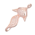 Rose gold fox head pendant connector charm with clear pavé crystals and stones - Rose Gold Fox Head Micro-Pave (L0192-B)