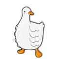 Mignonne broche en émail d'oie blanche de dessin animé avec bec et pieds orange - Oie de Dessin Animé en Marche (xz6712)