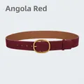 Ceinture large pour femme en daim rouge Angola avec boucle dorée ovale et fini mat - Rouge Angola