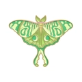 Broche en émail papillon lune vert avec contours en métal doré style vintage - Mite Luna Vert Fluorescent