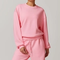 Ensemble sweat à col rond et jogging rose en maille de coton épais de qualité - S / Hauts / Rose Sakura