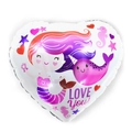 18-inch heart-shaped foil balloon with mermaid and love you text for party decor - 18 Inch Heart Mermaid B0645