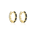 Orecchini a cerchio minimalisti in argento 925 placcati oro con zirconi neri rettangolari - Argento 925 / Colore Oro (Pietra Nera)