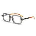 Modern square sunglasses with transparent grey frames and classic tortoiseshell temples - C11-Transparent Grey-Blue Light Blocking