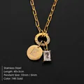Elegante 14K goud vergulde roestvrijstalen ketting met letter E hanger en kristal - Letter E / Goud