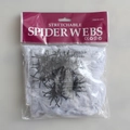 Dehnbares weißes Spinnennetz mit schwarzen Plastikspinnen in transparenter Verpackung - 80g Weißes Spinnennetz + 20 Schwarze Spinnen