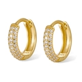 Three-row micro-pave S925 sterling silver hoop earrings with luxurious gold plating - Gold-Inner Diameter 10mm