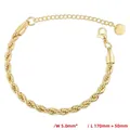 5mm 18K vergoldetes Hiphop-Kordelarmband mit Karabinerverschluss und Verlängerungskette - VL455(VL455B1) / 5.0mm / Gold