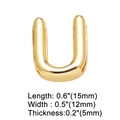 Close-up of gold-plated U-shaped pendant with dimensions 15mm by 12mm and 5mm thickness - Letter U