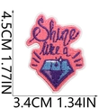 Macro shot of pink diamond embroidery patch with height and width size measurements - Shine like a Diamond Style